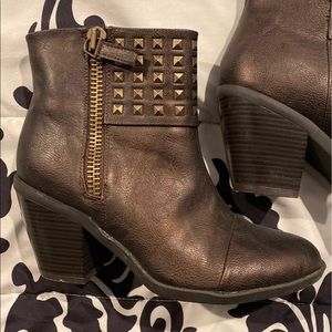 Bronze Studded Heeled Booties